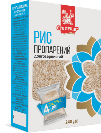 Рис пропаренный длиннозернистый в пакетиках, 4*60г